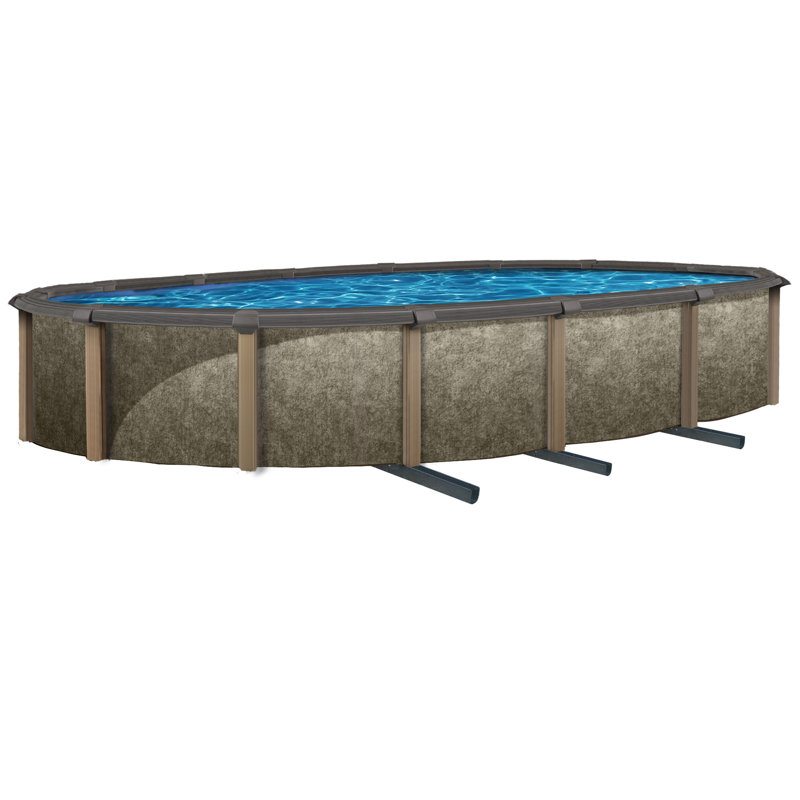 Blue Wave Products Riviera 8-in Top Rail Metal Wall Swimming Pool